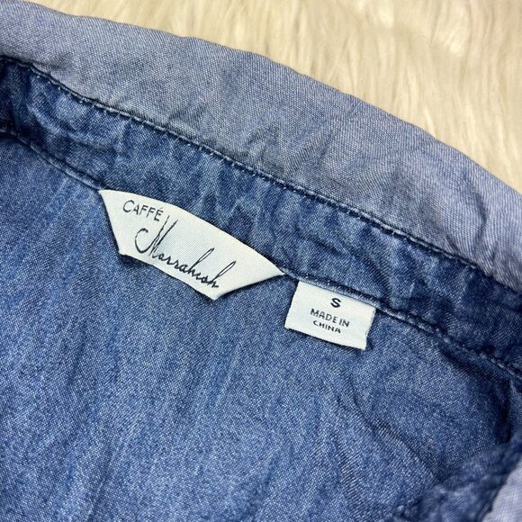 Cafe Marrakesh Two-Toned Button Front Chambray Shirt - Picture 4 of 7